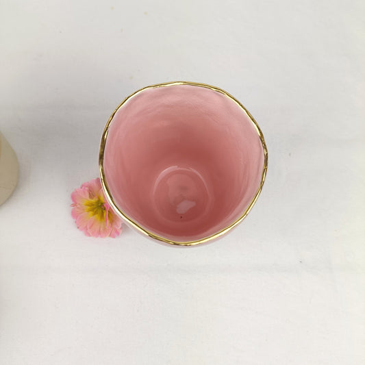 Großer Keramik Becher Gold Pilz - ready to ship