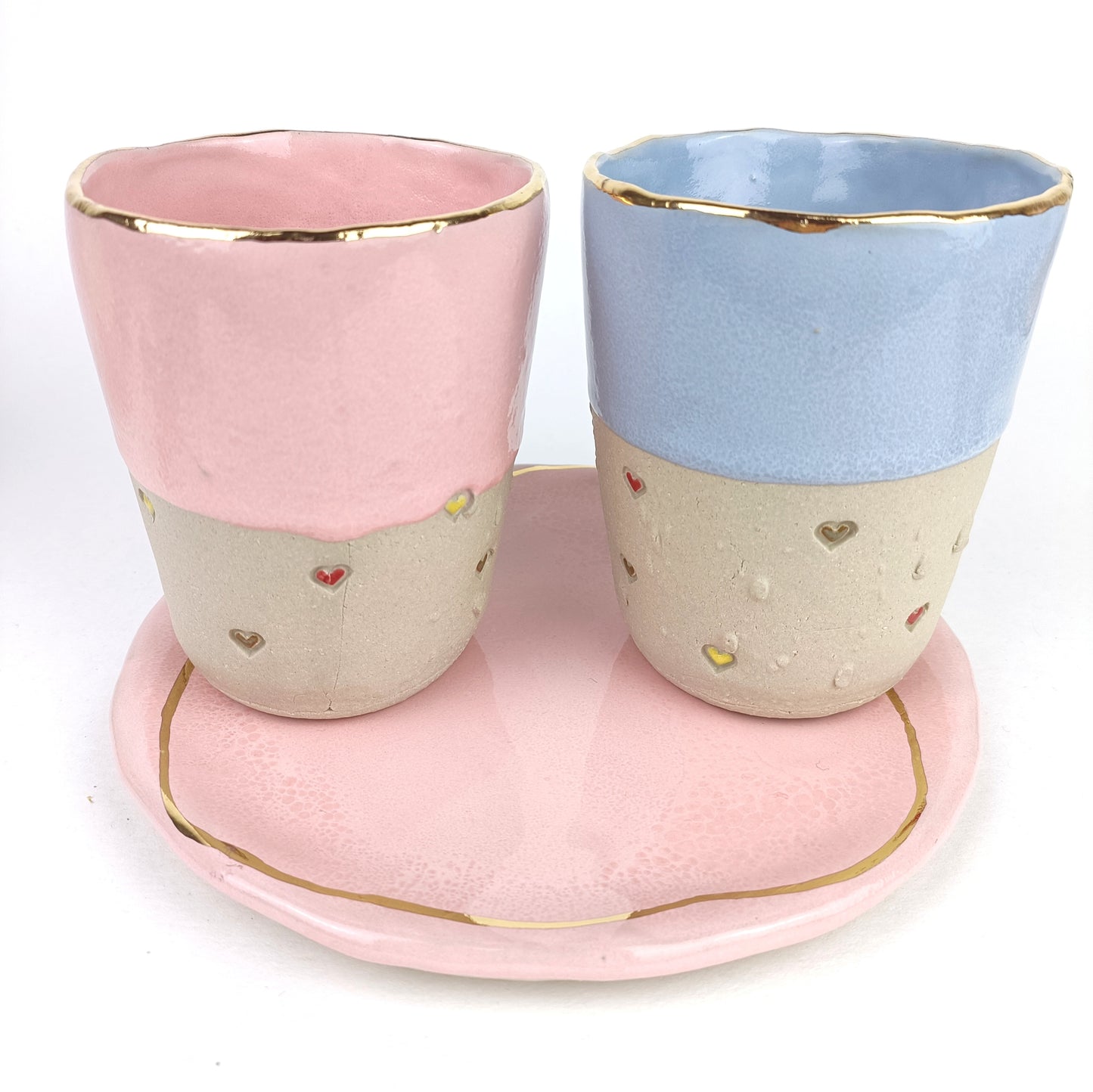 Keramik Becher Gold Vögel - ready to ship