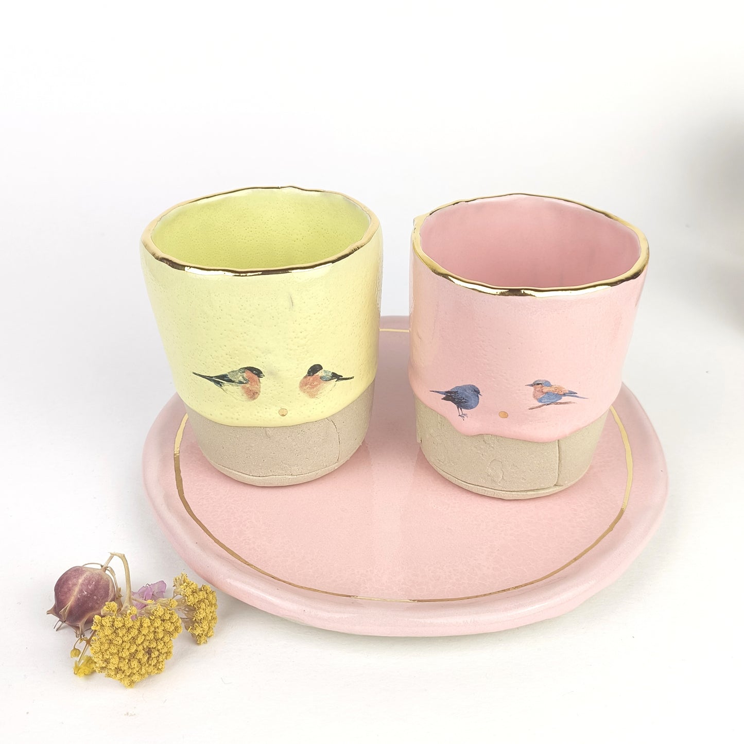 Großer Keramik Becher Gold Herzen