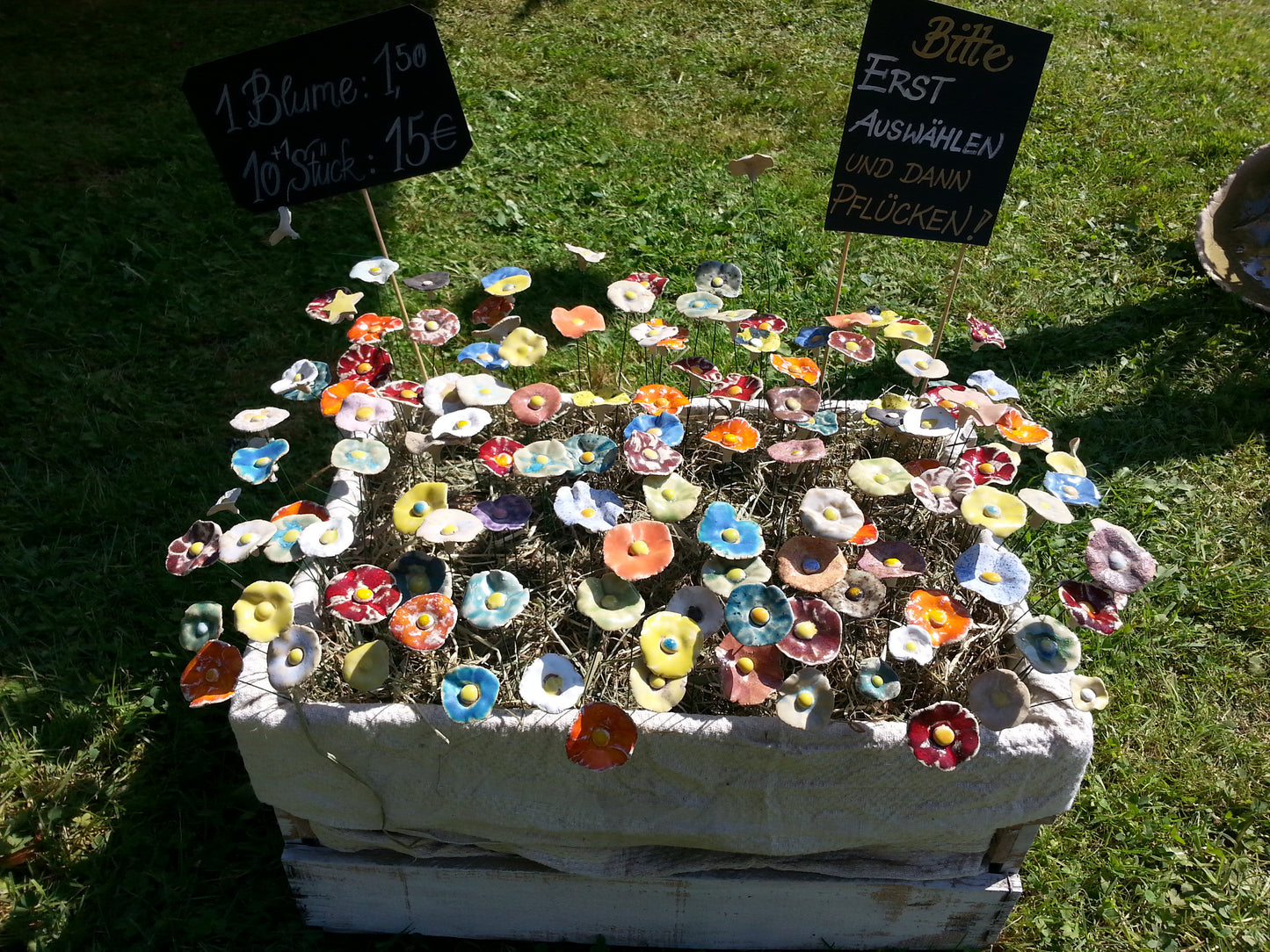 Keramik Blumen bunt 10 Stück - ready to ship