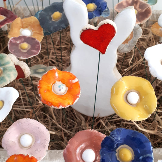 Keramik Blumen bunt 10 Stück - ready to ship