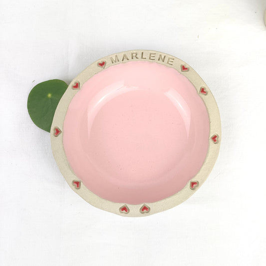 Personalisiertes Kindergeschirr Keramik Müslischale mit Herzen