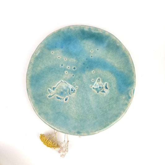 Keramik Teller rosa blau grün Kinderteller - ready to ship