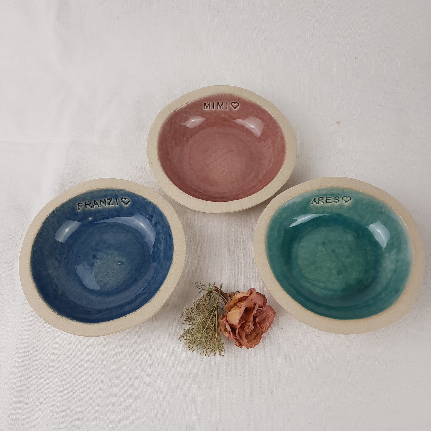 Personalisierter handgemachter Keramik Futternapf XS