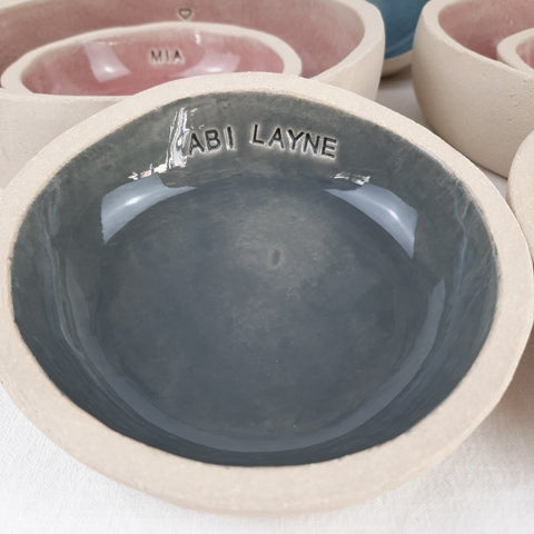 Personalisierter handgemachter Keramik Futternapf S