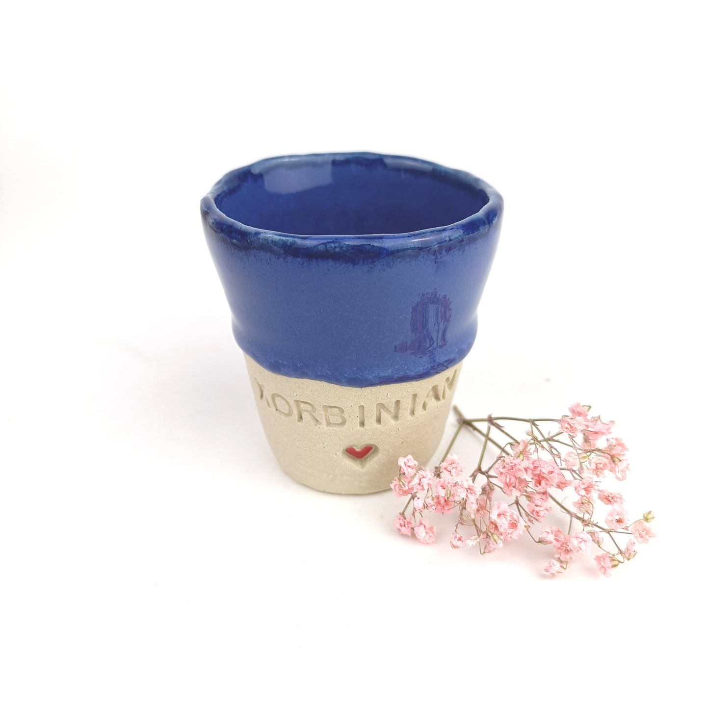 Personalisierter Keramik Kinderbecher mit Herz handgemacht